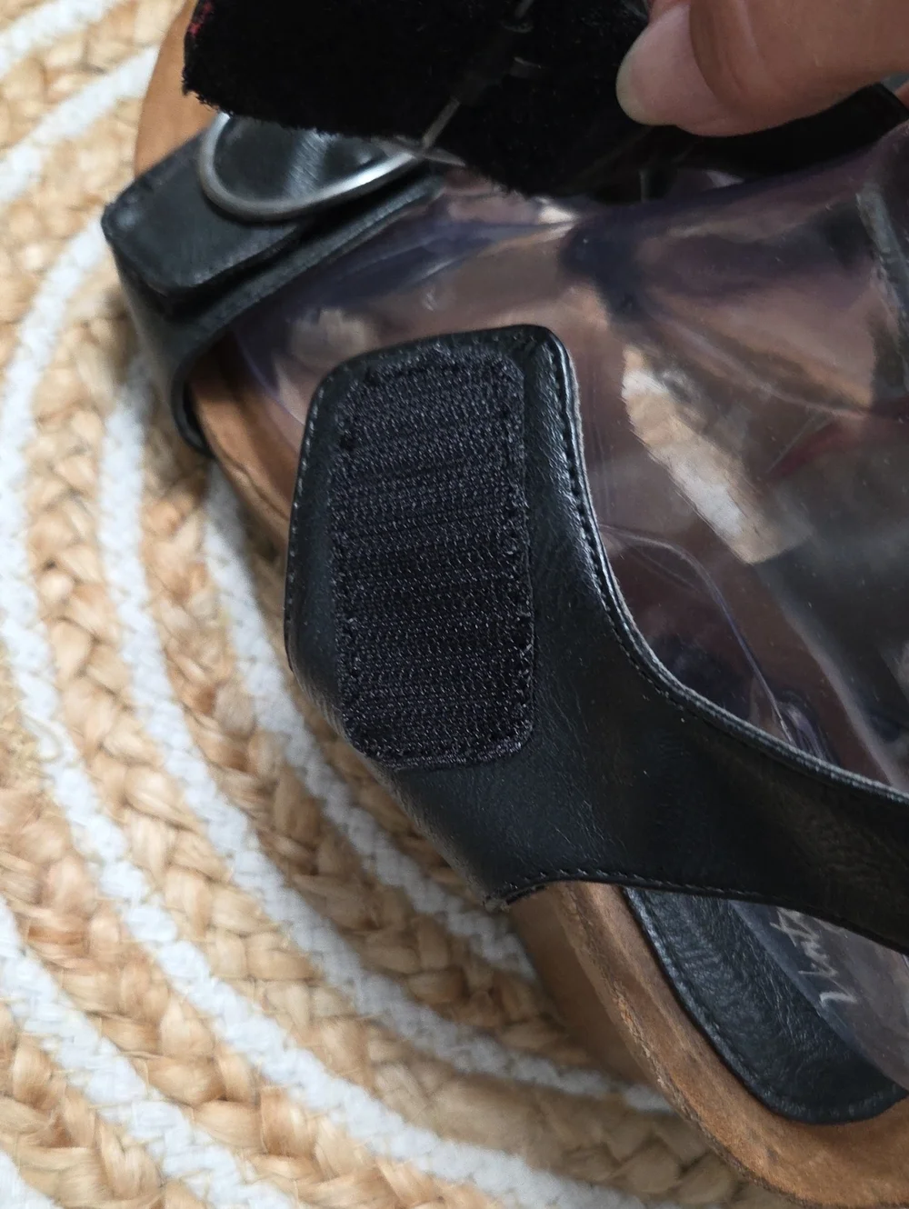 Vintage 7 Eight Black Double Buckle Comfort Wedge, Size 10